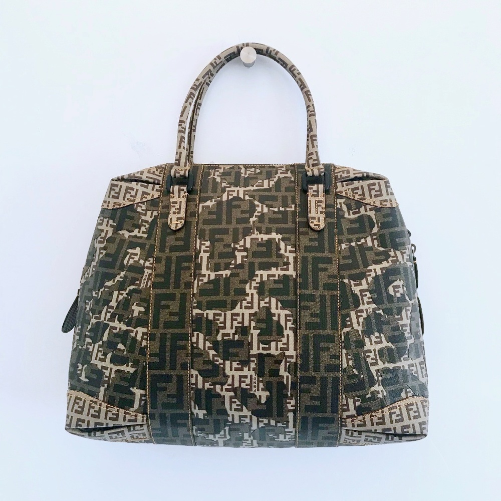 FENDI B Mix Baulotto Zucca Camo Camouflage Tote